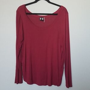 H by bordeaux burgundy large scoop neck long sleeve top